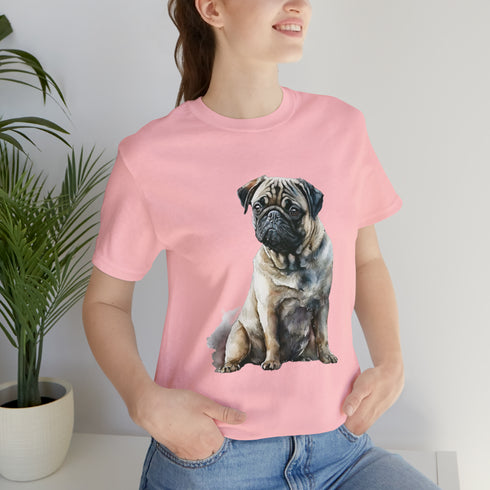Loving Pug in Watercolor - Short Sleeve Tee